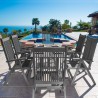 Renaissance Outdoor Patio Hand-scraped Wood 7-piece Dining Set with Reclining Chairs - Lifestyle