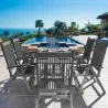 Renaissance Outdoor Patio Hand-scraped Wood 7-piece Dining Set with Reclining Chairs - Lifestyle - Renaissance Outdoor Patio Hand-scraped Wood 7-piece Dining Set with Reclining Chairs - Lifestyle