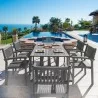 Renaissance Outdoor Patio Hand-scraped Wood 7-piece Dining Set with Stacking Chairs - Lifestyle - Renaissance Outdoor Patio Hand-scraped Wood 7-piece Dining Set with Stacking Chairs - Lifestyle