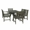 Renaissance Outdoor 6-piece Wood Patio Curvy Legs Table Dining Set - White BG - Renaissance Outdoor 6-piece Wood Patio Curvy Legs Table Dining Set - White BG