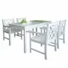 Bradley Outdoor 5-piece Wood Patio Dining Set in White - White BG - Bradley Outdoor 5-piece Wood Patio Dining Set in White - White BG