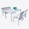 Bradley Outdoor 4-piece Wood Patio Dining Set with 4-foot Bench in White - White BG - Bradley Outdoor 4-piece Wood Patio Dining Set with 4-foot Bench in White - White BG