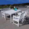Bradley Outdoor 4-piece Wood Patio Dining Set with 4-foot Bench in White - Lifetyle