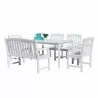 Bradley Outdoor 6-piece Wood Patio Dining Set with 4-foot Bench in White - White BG - Bradley Outdoor 6-piece Wood Patio Dining Set with 4-foot Bench in White - White BG