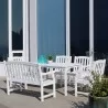 Bradley Outdoor 6-piece Wood Patio Dining Set with 4-foot Bench in White - Lifestyle - Bradley Outdoor 6-piece Wood Patio Dining Set with 4-foot Bench in White - Lifestyle