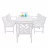 Bradley Outdoor 6-piece Wood Patio Dining Set with 4-foot Bench in White - White BG - Bradley Outdoor 6-piece Wood Patio Dining Set with 4-foot Bench in White - White BG