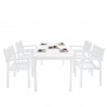 Bradley Outdoor Patio Wood 5-piece Dining Set with Stacking Chairs - White bG