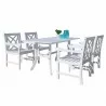 Bradley Outdoor 5-piece Wood Patio Dining Set in White - White BG - Bradley Outdoor 5-piece Wood Patio Dining Set in White - White BG