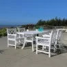 Bradley Outdoor 5-piece Wood Patio Dining Set in White - Lifestyle - Bradley Outdoor 5-piece Wood Patio Dining Set in White - Lifestyle
