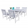 Bradley Outdoor 5-piece Wood Patio Dining Set in White - White BG