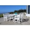 Bradley Outdoor 4-piece Wood Patio Dining Set with 4-foot Bench in White - Lifestyle - Bradley Outdoor 4-piece Wood Patio Dining Set with 4-foot Bench in White - Lifestyle