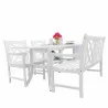 Bradley Outdoor 4-piece Wood Patio Dining Set with 4-foot Bench in White - White BG - Angled - Bradley Outdoor 4-piece Wood Patio Dining Set with 4-foot Bench in White - White BG - Angled