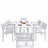 Bradley Outdoor Patio Wood 7-piece Dining Set with Stacking Chairs - White BG