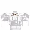 Bradley Outdoor Patio Wood 7-piece Dining Set with Stacking Chairs - White BG - Bradley Outdoor Patio Wood 7-piece Dining Set with Stacking Chairs - White BG