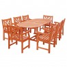 Vifah Malibu Outdoor 9-piece Wood Patio Dining Set with Extension Table - White BG