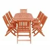  Malibu Outdoor 9-piece Wood Patio Dining Set with Extension Table & Folding Armchair - White BG -  Malibu Outdoor 9-piece Wood Patio Dining Set with Extension Table & Folding Armchair - White BG