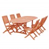 Malibu Outdoor 7-piece Wood Patio Dining Set with Extension Table & Folding Chairs - White BG