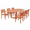 Malibu 7-piece Wood Outdoor Dining Set with Extension Table and Stacking Chairs - White BG