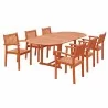 Malibu 7-piece Wood Outdoor Dining Set with Extension Table and Stacking Chairs - White BG - Malibu 7-piece Wood Outdoor Dining Set with Extension Table and Stacking Chairs - White BG