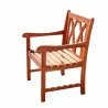 Vifah Malibu Outdoor Wood Patio Dining Chair - Angled White BG - Vifah Malibu Outdoor Wood Patio Dining Chair - Angled White BG