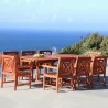Malibu Outdoor 9-piece Wood Patio Dining Set with Extension Table - Lifestyle - Malibu Outdoor 9-piece Wood Patio Dining Set with Extension Table - Lifestyle
