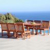 Malibu Outdoor 7-piece Wood Patio Dining Set with Extension Table & Armless Chairs - Lifestyle