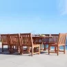  Outdoor 9-piece Wood Patio Dining Set with Extension Table & Armless Chair - Lifestyle -  Outdoor 9-piece Wood Patio Dining Set with Extension Table & Armless Chair - Lifestyle