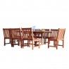  Outdoor 9-piece Wood Patio Dining Set with Extension Table & Armless Chair - White BG