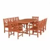 Malibu Outdoor 9-piece Wood Patio Extendable Table Dining Set - White BG - Malibu Outdoor 9-piece Wood Patio Extendable Table Dining Set - White BG