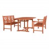 Malibu Outdoor 3-piece Wood Patio Extendable Table Dining Set - White BG