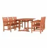 Malibu Outdoor 7-piece Wood Patio Extendable Table Dining Set - White BG - Malibu Outdoor 7-piece Wood Patio Extendable Table Dining Set - White BG