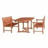 Malibu Outdoor 3-piece Wood Patio Extendable Table Dining Set - White BG - Malibu Outdoor 3-piece Wood Patio Extendable Table Dining Set - White BG