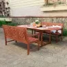 Malibu Outdoor 3-piece Wood Patio Extendable Table Dining Set - Lifestyle - Malibu Outdoor 3-piece Wood Patio Extendable Table Dining Set - Lifestyle