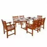 Malibu Outdoor 7-piece Wood Patio Dining Set with Extension Table - White BG - Malibu Outdoor 7-piece Wood Patio Dining Set with Extension Table - White BG
