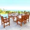 Malibu Outdoor 7-piece Wood Patio Dining Set with Extension Table - Lifestyle