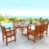 Malibu Outdoor 7-piece Wood Patio Dining Set with Extension Table - Lifestyle - Malibu Outdoor 7-piece Wood Patio Dining Set with Extension Table - Lifestyle