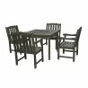 Renaissance Outdoor 5-piece Wood Patio Stacking Table Dining Set - White BG - Renaissance Outdoor 5-piece Wood Patio Stacking Table Dining Set - White BG