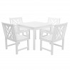 Bradley Outdoor 5-piece Wood Patio Stacking Table Dining Set - Angled - White BG