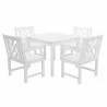 Bradley Outdoor 5-piece Wood Patio Stacking Table Dining Set - Angled - White BG - Bradley Outdoor 5-piece Wood Patio Stacking Table Dining Set - Angled - White BG
