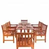 Malibu Outdoor 7-piece Wood Patio Dining Set with Curvy Leg Table - White BG - Malibu Outdoor 7-piece Wood Patio Dining Set with Curvy Leg Table - White BG