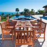 Malibu Outdoor 7-piece Wood Patio Dining Set with Curvy Leg Table - Lifestyle