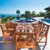 Malibu Outdoor 7-piece Wood Patio Dining Set with Curvy Leg Table - Lifestyle - Malibu Outdoor 7-piece Wood Patio Dining Set with Curvy Leg Table - Lifestyle