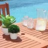 Malibu Outdoor Wood Patio Dining Table with Curvy Leg Table - Tabletop Close-Up - Malibu Outdoor Wood Patio Dining Table with Curvy Leg Table - Tabletop Close-Up