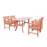 Malibu Eco-friendly 5-piece Outdoor Hardwood Dining Set with Rectangle Table and Arm Chairs