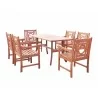 Malibu Eco-friendly 7-piece Outdoor Hardwood Dining Set with Rectangle Table and Arm Chairs - Malibu Eco-friendly 7-piece Outdoor Hardwood Dining Set with Rectangle Table and Arm Chairs
