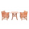 Malibu Eco-friendly 5-piece Outdoor Hardwood Dining Set with Rectangle Table and Arm Chairs