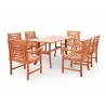 Malibu Eco-friendly 7-piece Outdoor Hardwood Dining Set with Rectangle Table and Arm Chairs - Malibu Eco-friendly 7-piece Outdoor Hardwood Dining Set with Rectangle Table and Arm Chairs