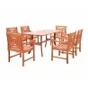 Malibu Eco-friendly 7-piece Outdoor Hardwood Dining Set with Rectangle Table and Arm Chairs - Malibu Eco-friendly 7-piece Outdoor Hardwood Dining Set with Rectangle Table and Arm Chairs