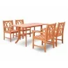 Malibu Eco-friendly 5-piece Outdoor Hardwood Dining Set with Rectangle Table and Arm Chairs - Malibu Eco-friendly 5-piece Outdoor Hardwood Dining Set with Rectangle Table and Arm Chairs