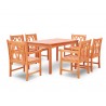 Malibu Eco-friendly 7-piece Outdoor Hardwood Dining Set with Rectangle Table and Arm Chairs - Angled